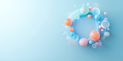 Abstract Pastel Sphere Background Circular Design with Soft Color Balloons and 3D Render