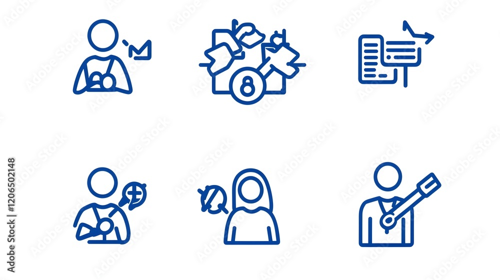 Poster This collection of 6 minimal  thin line icons showcases participants  groups  and organization members with simple outlines and modern designs  These icons are perfect for representing community