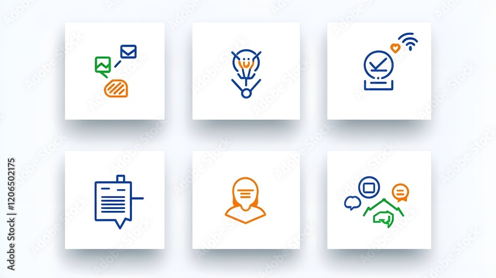 Leinwandbilder This minimalist thin line icon set features a collection of abstract symbols and pictograms representing participants  groups  and organization members
