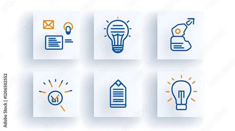 Aufkleber A collection of 6 minimalist linear icons featuring clean geometric designs that represent various organizational leadership concepts and strategies