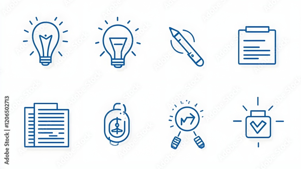 Leinwandbilder collection of clean geometric linear icons featuring organizational leadership concepts like idea st