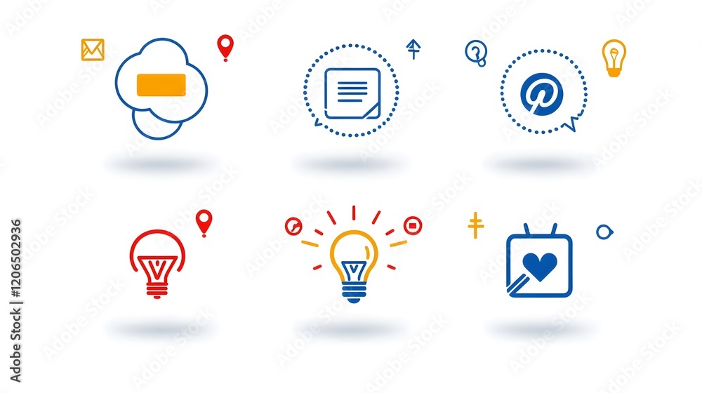 Poster This image showcases a collection of simple  linear icons representing key business and marketing concepts such as agreement  sponsorship  and social media