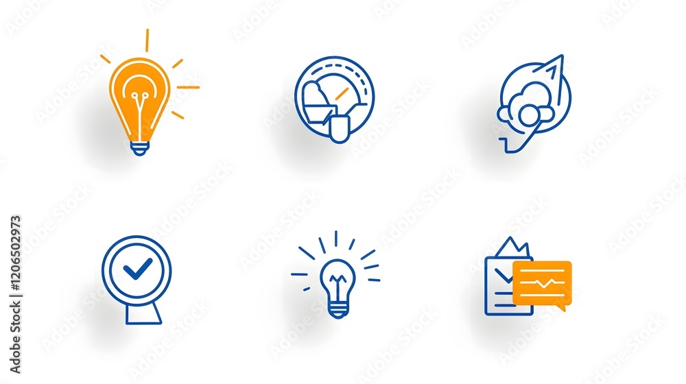 Aufkleber Collection of 6 simple and minimalist business marketing icons representing the concepts of agreement sponsorship and social media  These graphic design elements can be used for infographics