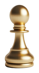 Gold chess pawn piece standing upright, symbol of strategy. Game and luxury concept
