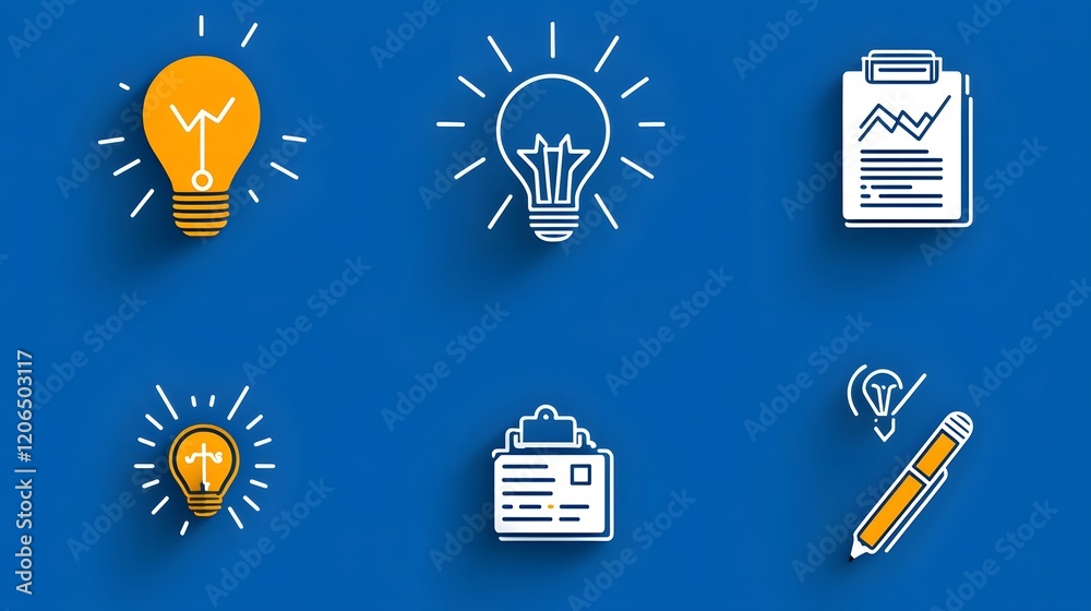 Fototapete Collection of 6 linear icons set of thin line symbols representing various productivity efficiency and time management elements such as growth graphs data analytics business planning teamwork