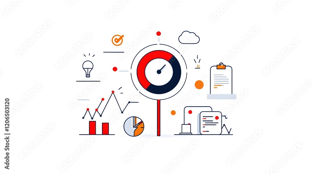 Fototapete Collection of 6 linear icons set of thin line icons representing various productivity efficiency and time management elements such as growth graphs data analytics business planning teamwork workflow