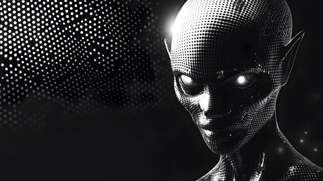 Alien Woman Wireframe Digital Art
