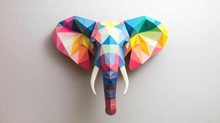 Vibrant Geometric Elephant Head Art