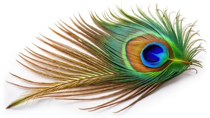 Fototapeta premium Majestic Peacock Feather: Isolated Fashion Photography for Design Layouts
