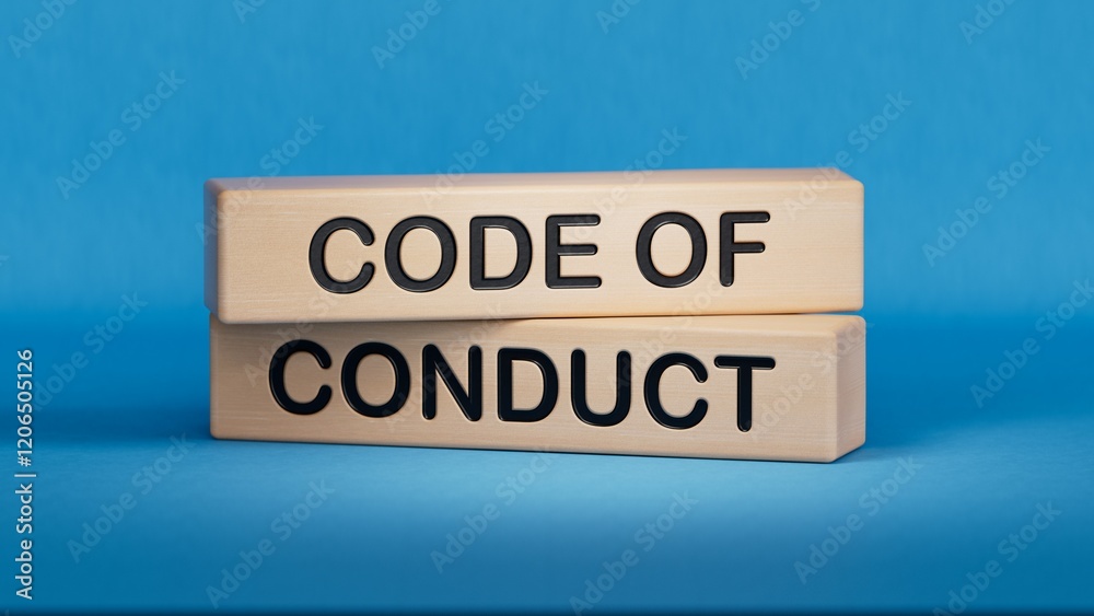 Poster code of conduct symbol. concept words code of conduct on wooden blocksbusiness and code of conduct c