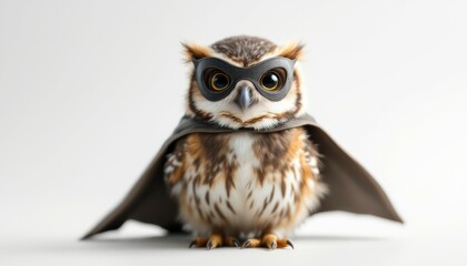 Superhero Owl in Cape Cute Bird Photo