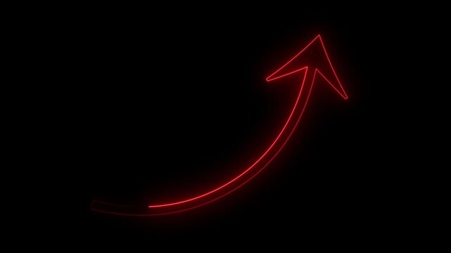 Neon rising arrow animation, success concept. Profit growing icon animation.  Profit growing icon animation. Growing graph symbol animation.
Neon arrow rising transparent channel arrow animation.