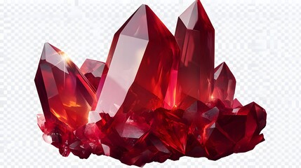 Luminous Red Crystal Cluster Formation Sparkling Gemstones