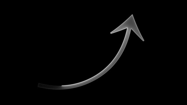 Neon rising arrow animation, success concept. Profit growing icon animation.  Profit growing icon animation. Growing graph symbol animation.
Neon arrow rising transparent channel arrow animation.