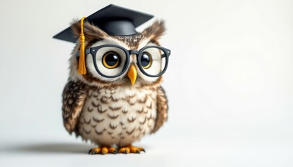 Cute Owl Graduate Wearing Glasses Illustration