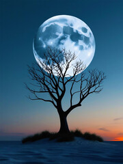 Full Moon Tree Silhouette