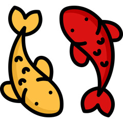 koi icon illustration design with filled outline