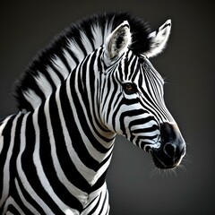 Striking Zebra Portrait: A Dramatic Black and White Study