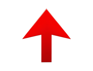 Bright Red Upward Arrow Icon on a transparent Background