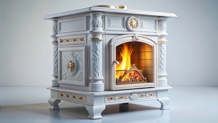 3D Render of a White Russian Stove - Traditional Russian Oven Design, Realistic 3D Model, Interior Design Element