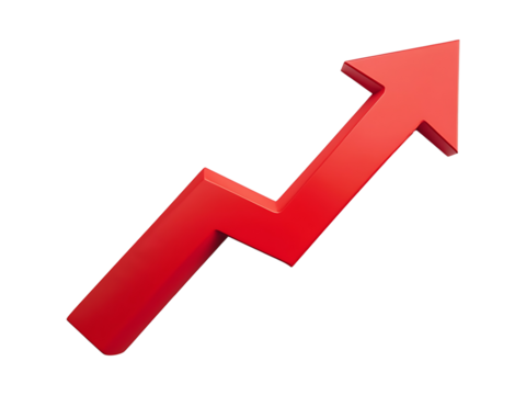 Red Arrow Representing Growth and Success on transparent Background

