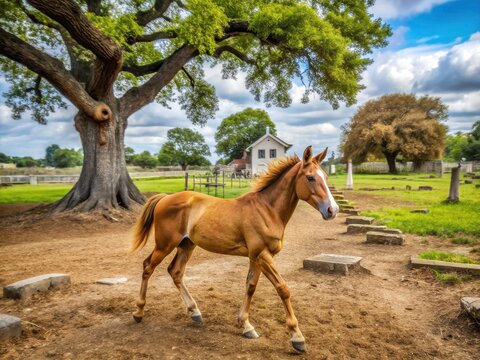 Aerial View: Brown Horse, Rolling Animal, Troup Texas Farm & Historic Cemetery