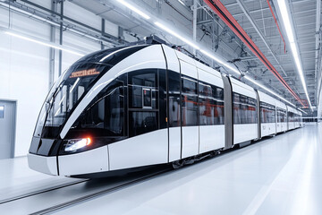 Inside the Pristine White Tram, A Sleek and Clean Ride Through the Cityscape
