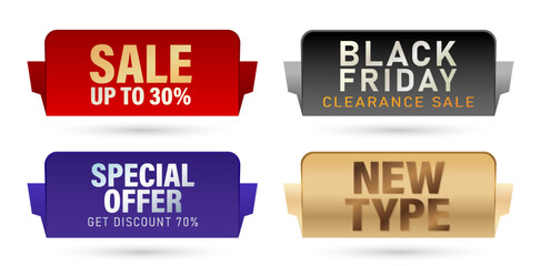 four different sale banner with different color and design isolated white background for Special offer discount poster, flyer, advertisement, billboard agency advertising, information graphics element