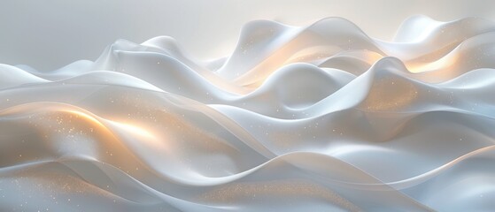 Fototapeta premium Dynamic white abstract background. Flowing waveforms with soft gradient lighting and subtle metallic accents. Clean modern colors.