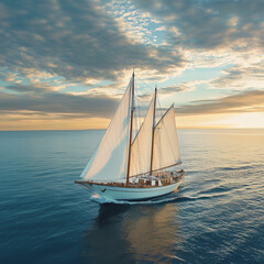 Fototapeta premium Custom-Built Sailboat for Private Voyages - Set Sail in Luxury and Exclusive Comfort