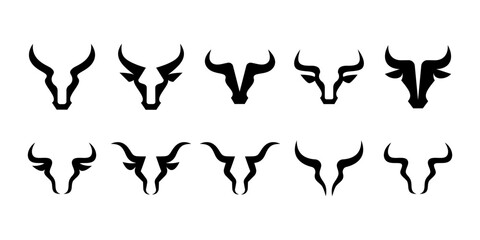 set of bull horn logo vector icon, horn symbol collection