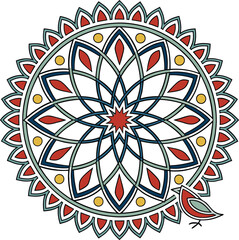 Arabic-mosaic-mandala An intricate mandala with symmetrical patterns, perfect for art, d&eacute;cor, and meditation projectile