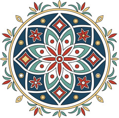 Arabic-mosaic-mandala An intricate mandala with symmetrical patterns, perfect for art, décor, and meditation projectile