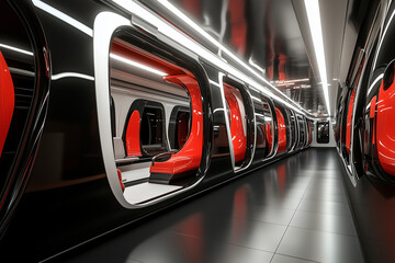 Inside the Luxurious Black Subway Car Featuring an Elegant and Spacious Interior