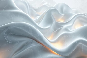 Obraz premium Modern abstract design. Elegant white geometric shapes flow smoothly with subtle glowing accents. Contemporary and sophisticated color palette. Dynamic textures create a visually stunning piece.