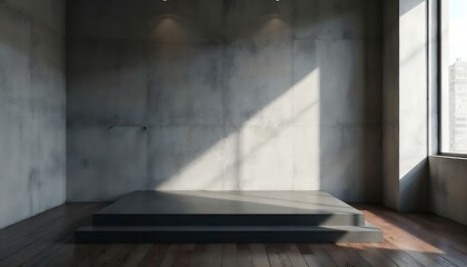 Modern Minimalist Studio Platform Concrete Wall Background