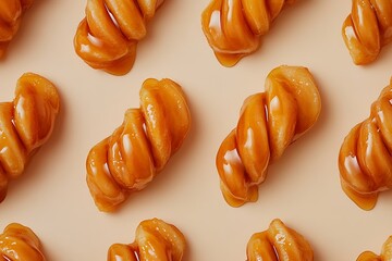 Close-Up of Koeksisters, South African Twisted Doughnuts Dipped in Syrup

