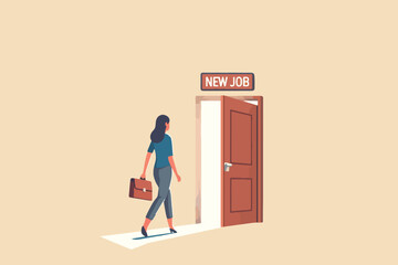 Stepping Into a Bright Future, A Woman Embraces a New Career Opportunity Through the Open Door of Success