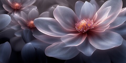 Close-up of delicate, pastel flowers.