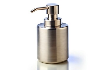 Obraz premium Refillable Soap Dispenser, Stainless Steel & Polyester Bathroom Pump, Isolated Product Photo with Clipping Path