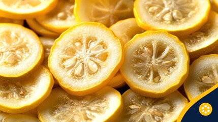 Close-Up of Sliced Yellow Squash with Decorative Corner Element