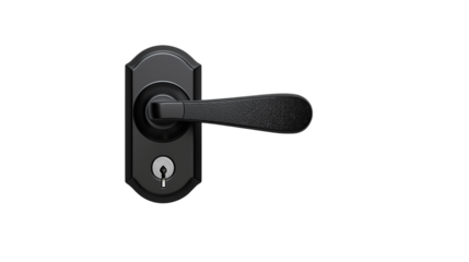 Black Modern Door Handle isolated on a transparent background