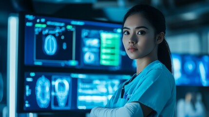 Indonesian Female in Modern Laboratory Setting
