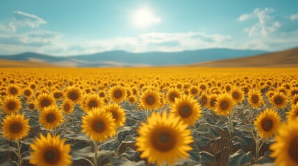 Obraz premium Sunflowers Field Under the Summer Sun