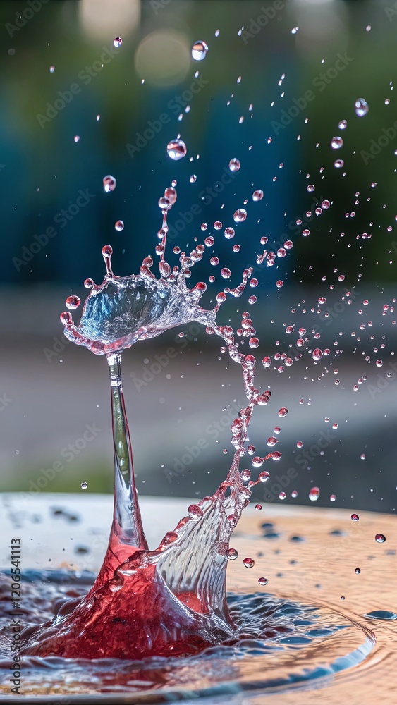 Poster a splash of red liquid is falling from the sky