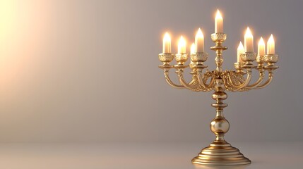Elegant Golden Candelabra With Lit Candles