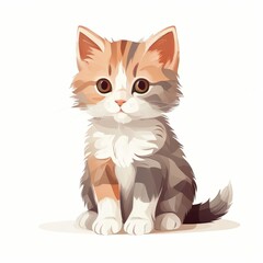 the AI Image Generator, Cute Illustrative Cat Sitting w