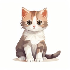 the AI Image Generator, Cute Illustrative Cat Sitting w