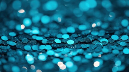 Fototapeta premium Teal sequins catch the light beautifully, showcasing a vibrant texture ideal for fashion or craft projects. Perfect for adding sparkle