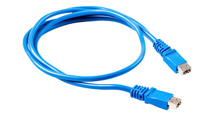High quality blue USB cable on a transparent background